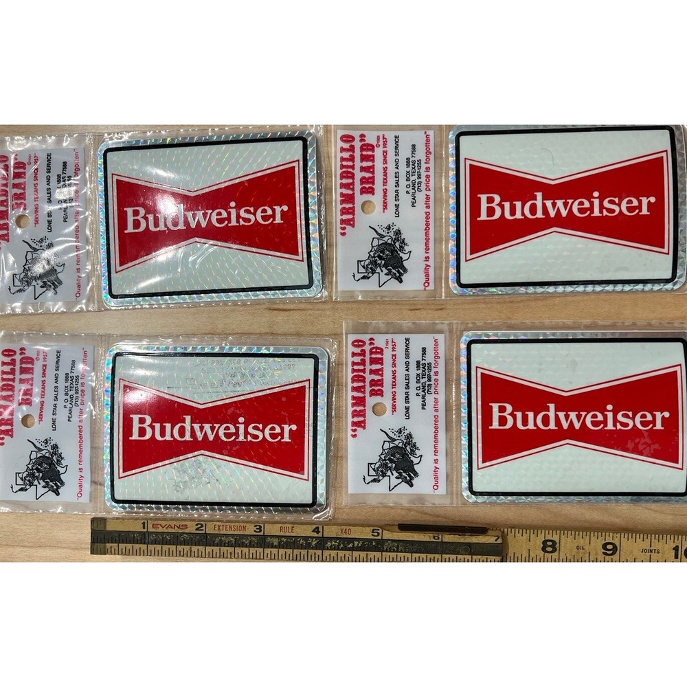 Vtg Lot Of 4 Budweiser Beer Vending Machine Prism RARE Sticker NOS